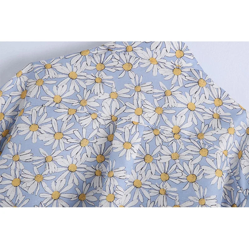 

2021 New Spring Women Print Button Shirt Half Sleeves Turn-Down Collar Cropped Shirt Chic Lady Fashion Casual Women Clothes