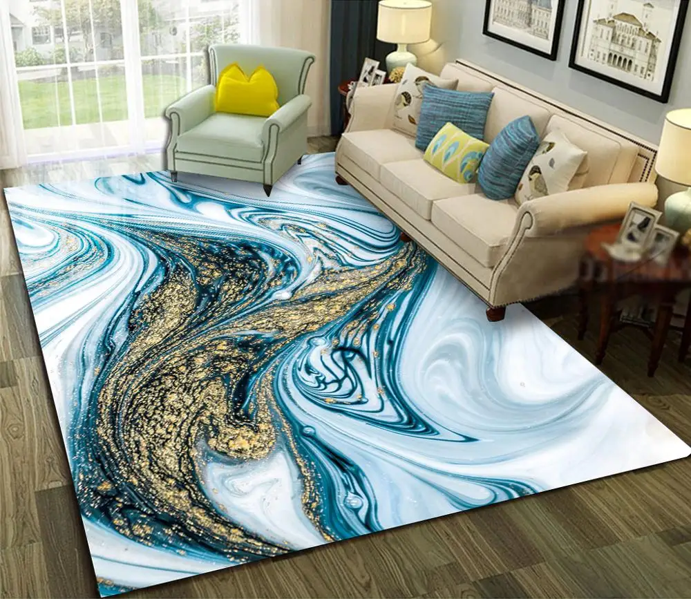Золотой мраморный рисунок абстрактный большой мягкий ковры для спальни дома