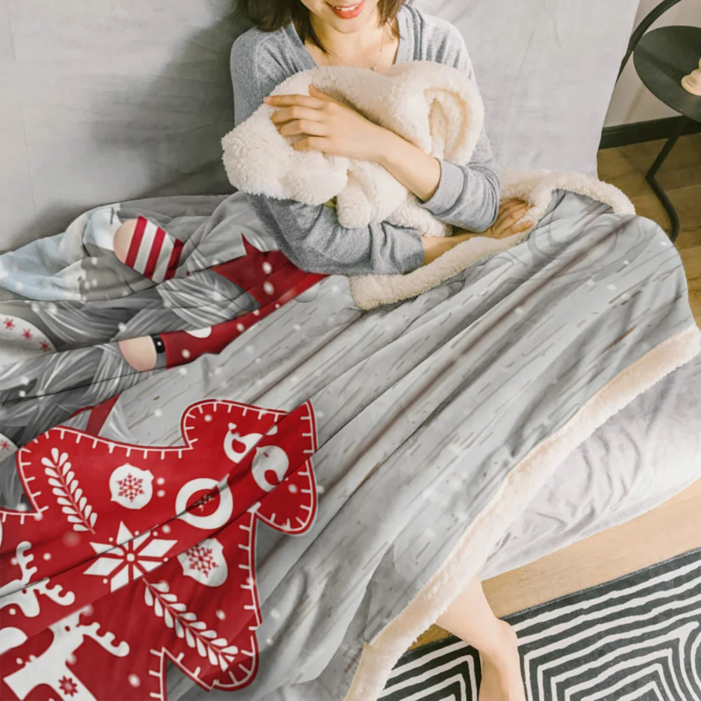 Рождественское одеяло из гнома с текстурой древесины покрывало мягкое теплое