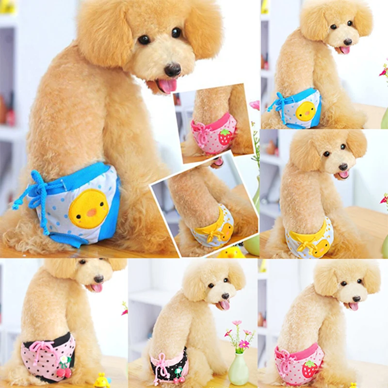 Pet Dog Shorts Sanitary Physiological Pants Cute Fruit Print Diaper Dog Shorts Washable Female Dog Panties Underwear Briefs