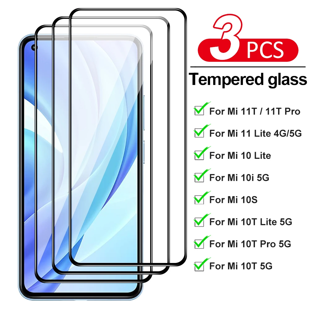 

Прозрачное Защитное стекло для экрана Xiaomi Mi 11t 10t Pro 11 10 Lite, защитное закаленное стекло Mi11 Lite Mi10, передние жесткие пленки, 3 шт.