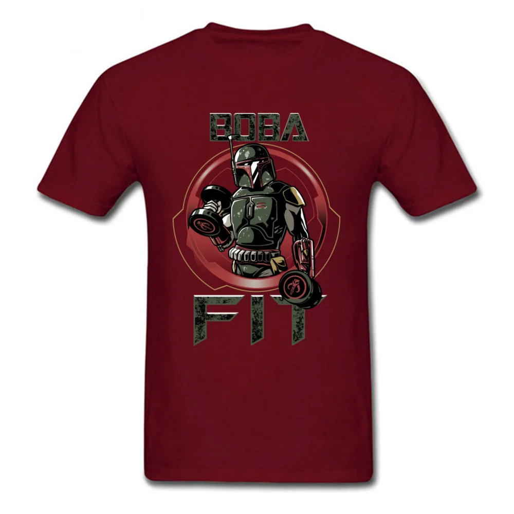 Boba Fit футболка для мужчин забавные Звездные войны тренировки Футболка фирменная Новинка 80s Топы И Футболки с принтом мужская хлопковая одежда ретро Boba Fett рубашка - Цвет: Maroon
