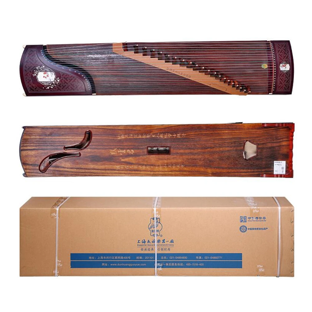 Goede Dunhuang Guzheng 7698JBB Leaved Geel Sandelhout Herfst Equinox Patroon Professionele Prestaties Citer Muziekinstrumenten