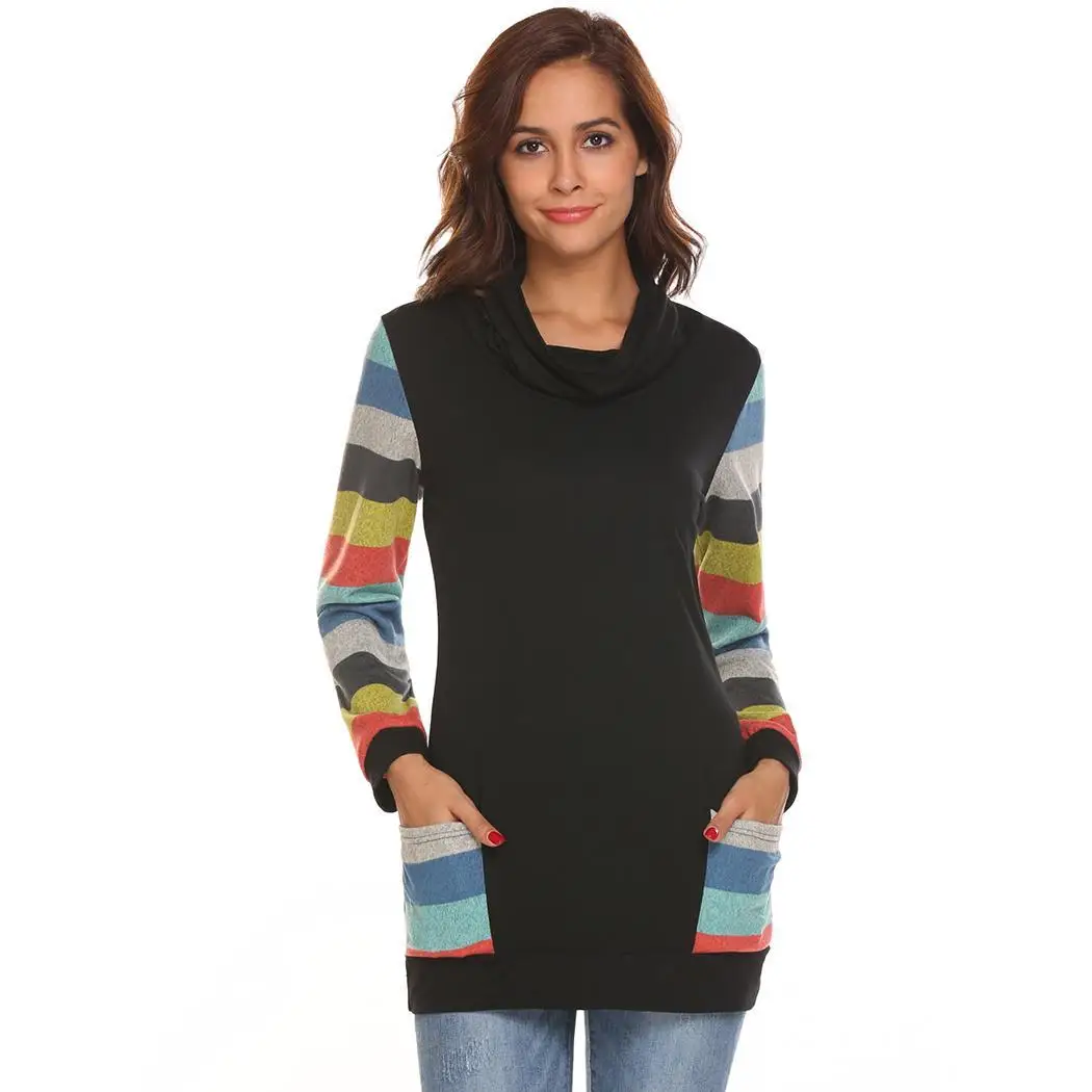 Женская футболка Zeagoo Повседневная с длинным рукавом и воротником черепашкой на