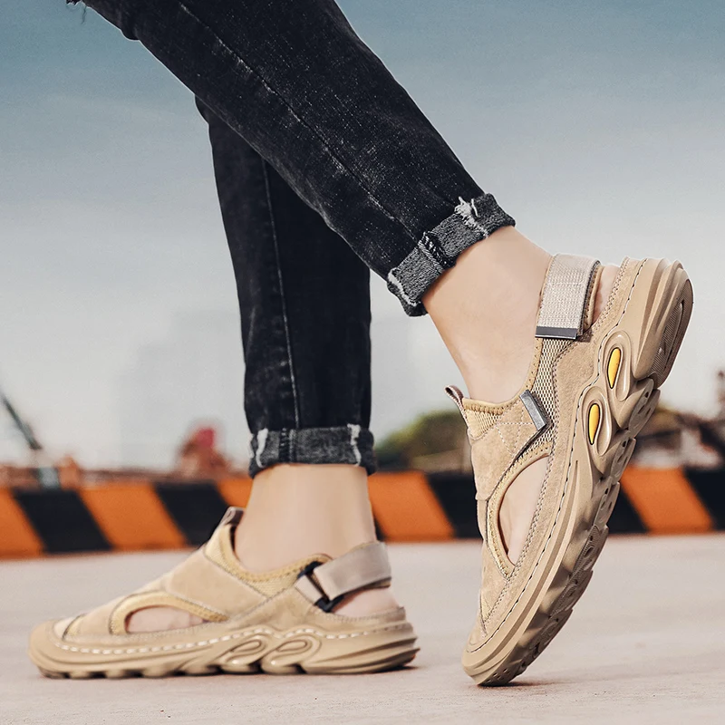 

Sandles For Men Rubber Sandals Men Sandale Homme Breathable Mesh Sandalias For Man Leather Summer