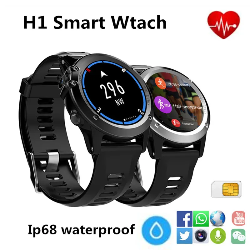 Умные часы H1 телефоны на платформе Android, GPS карты Bluetooth Вызов SmartWatch Ip68 Водонепроницаемый фитнес-трекер для измерения сердечного ритма для samsung gear S3