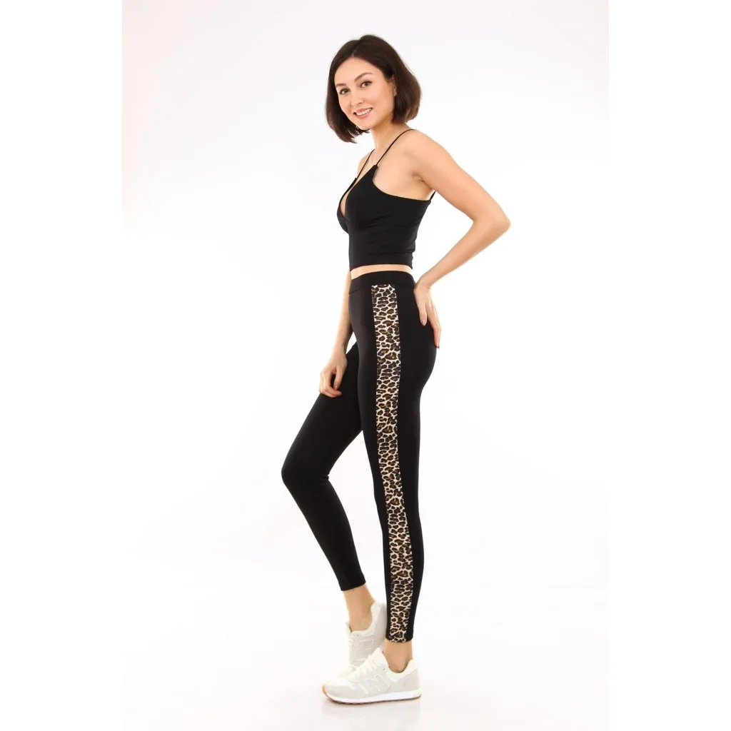 Almila So Wide Leopard Pattern Seritli Women Leggings 4009