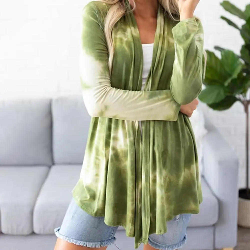 

Fashion Women Autumn Long Sleeve Open Front Cardigan Tie Dye Thin Jacket Coat 2020 Streetwear Cardigan