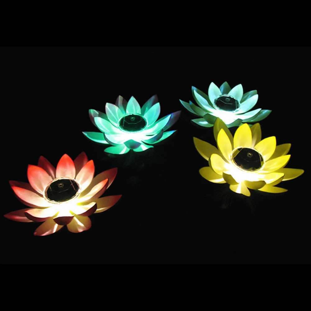 

Светодиодный цветочный светильник, плавающий садовый фонтан на солнечных батареях, лампа в форме лотоса, декоративная садовая лампа, свети...