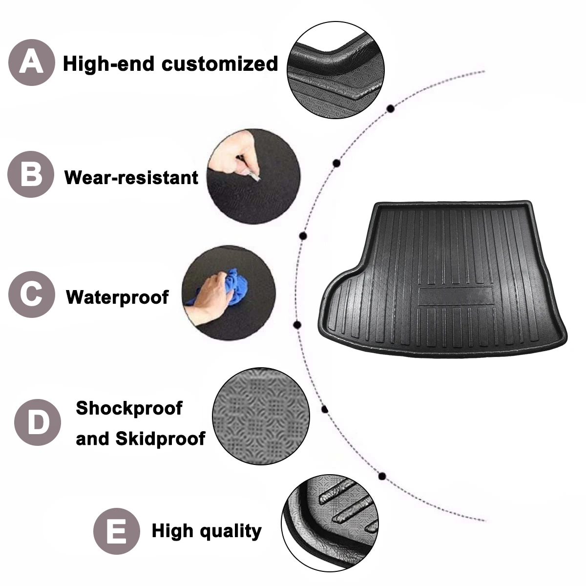 

Car Floor Mat Carpet Rear Trunk Anti-mud Cover For Toyota Highlander Kluger 2015 2016 2017