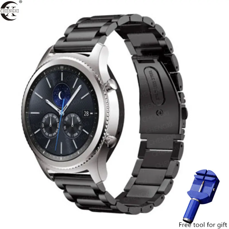 Gear S3 Frontier полосы, CHENGXI Премиум твердые нержавеющая сталь часы полосы браслет ремешок для samsung gear S3 Galaxy часы S3 22 мм