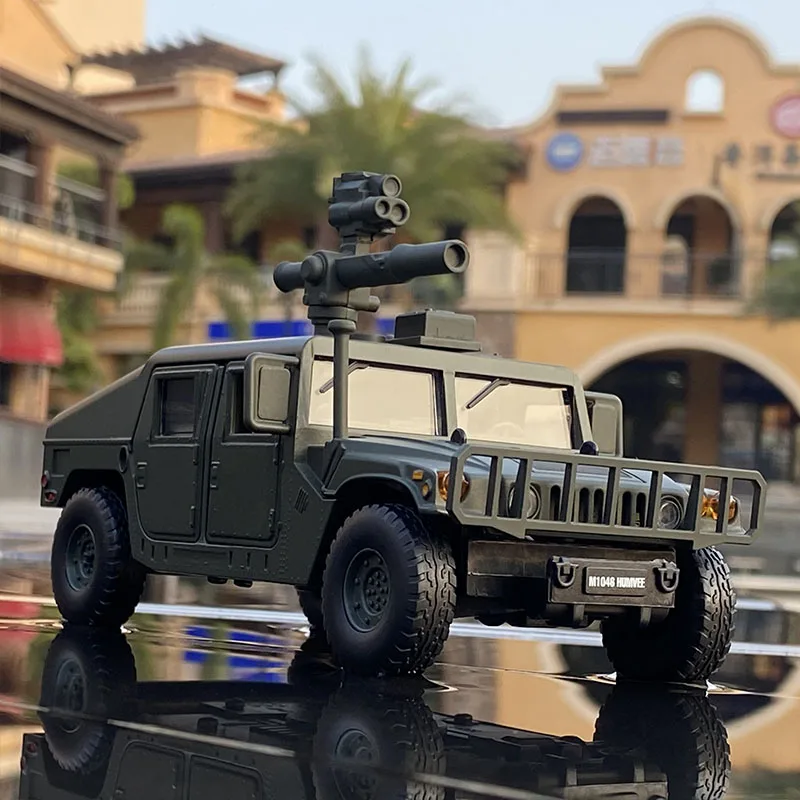1:32 Hummer H1 Alloy Armored Car Model Diecast Metal Modified Off-road Vehicles Toy Tank Explosion proof Car Model Children Gift
