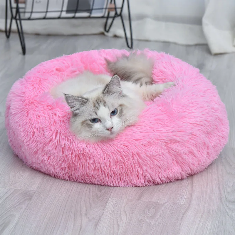 Мягкий круглый коврик для кровати собаки моющийся длинный плюшевый питомник