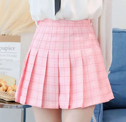 Милые короткие юбки в японском стиле для девочек школьная юбка клетку с высокой