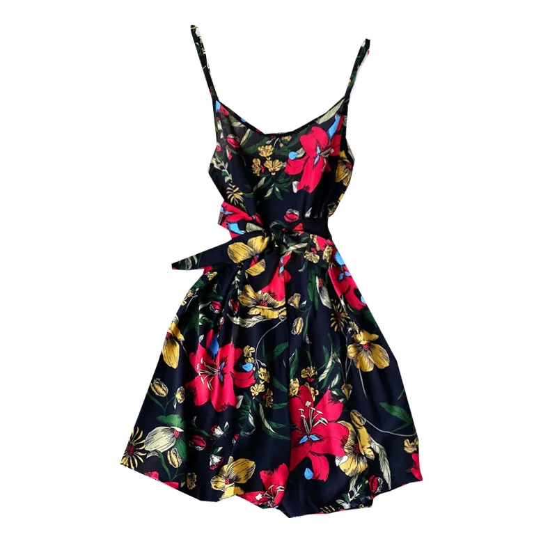 

Guilantu Women Bohemia Vintage Beach Short Playsuits Women Sleeveless Off Shoulder Backless Sexy Jumpsuit Print Romper Female