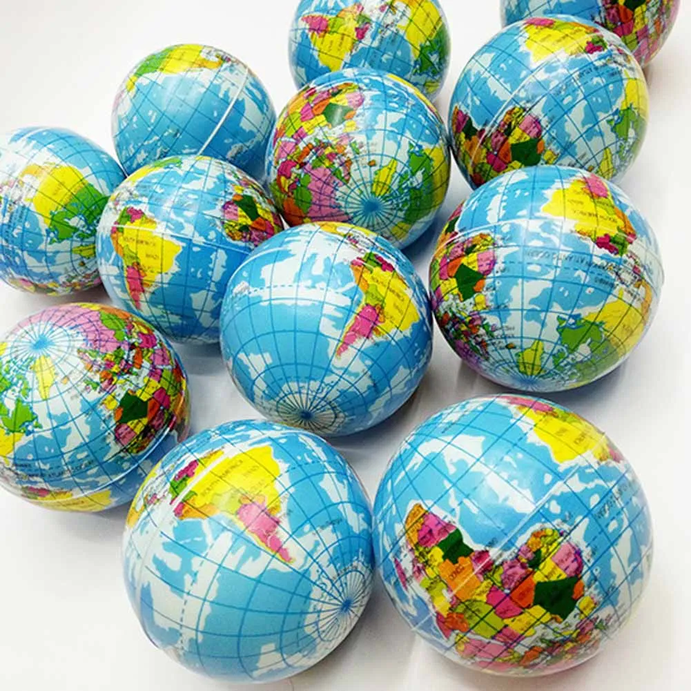 

New 1Pc Soft Foam Rubber Ball Toy World Map Earth Globe Hand Wrist Exercise Stress Relief Squeeze