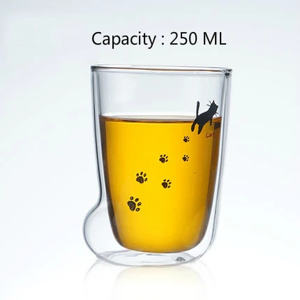 250ml Завтраки стеклянные кофейные чашки Высокая термостойкость оригинальность прозрачный двусторонний стены прекрасный мультфильм Коготь Bodum кружки - Цвет: 250ml