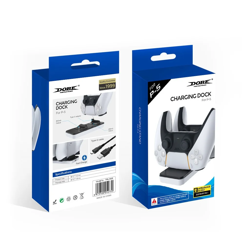 

Dual Slot Gamepad Charger Station Stand Fast Charging Dock Base Power Supply & Type C Adapter for PS5 Wireless Game Controller