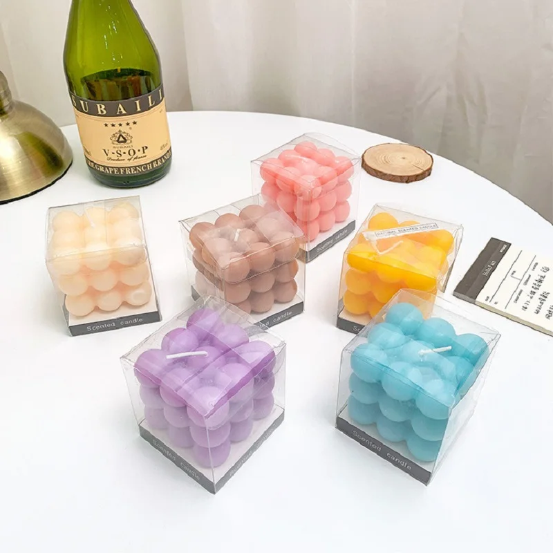 Ins пузырь Куб лампы в форме свечи милый соевый ароматерапия воском ароматическая