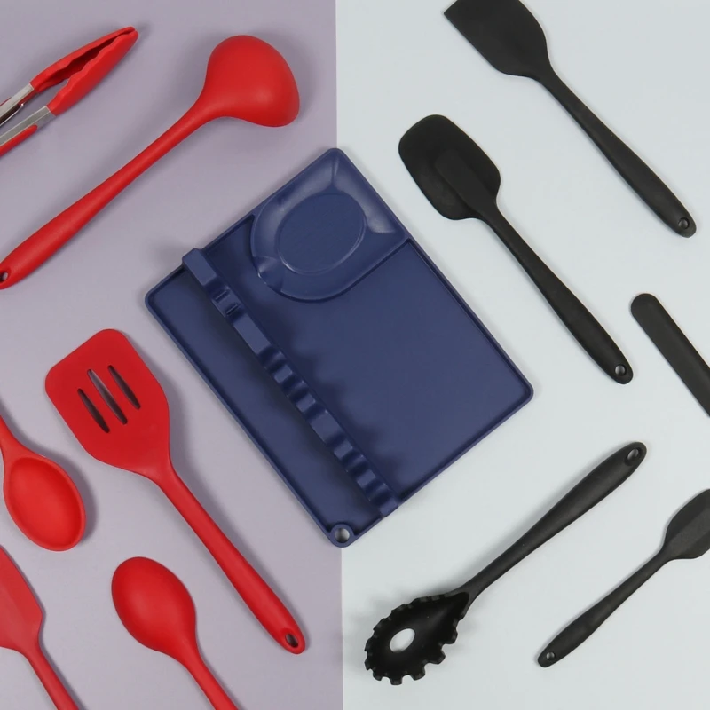 

2 in 1 Silicone Spoon Holder with Drip Pad Include 5 Slots 1 Spoon Holder for Stove Top Kitchen Cooking Utensil Rest