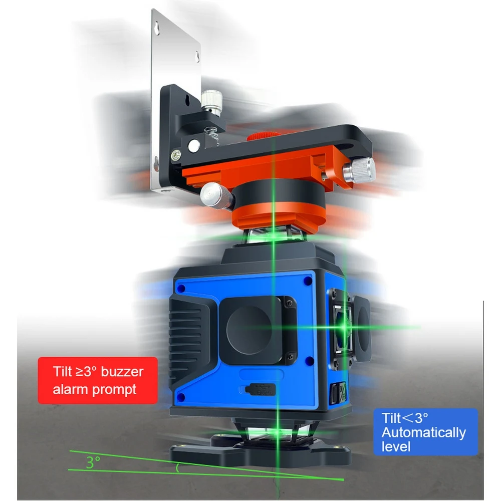 Лазерный уровень с поворотом на 360 градусов лазерный 16 линиями зеленого цвета
