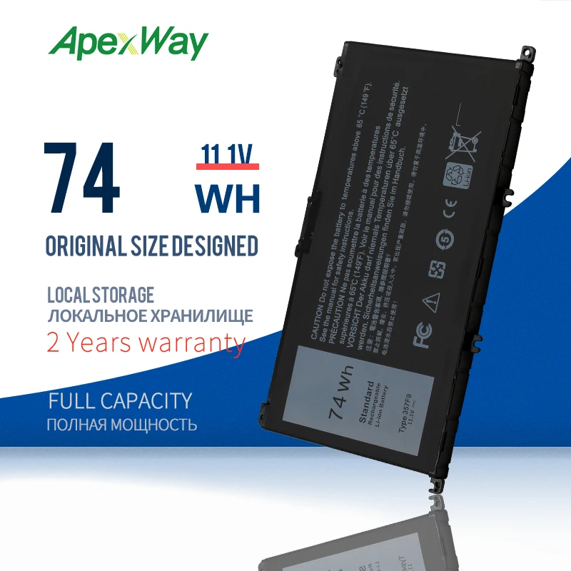Apexway 11 1 V 74WH 357F9 Аккумулятор для ноутбука Dell Inspiron 15 7000 7559 фотосессия|Аккумуляторы