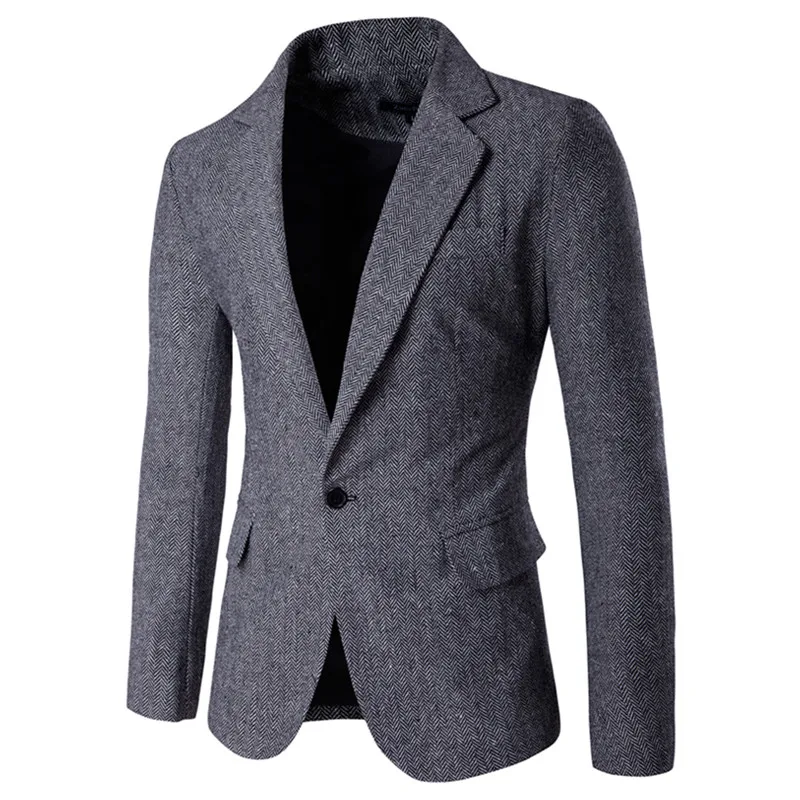 Мужские блейзеры модная облегающая куртка с узором в елочку Высококачественная