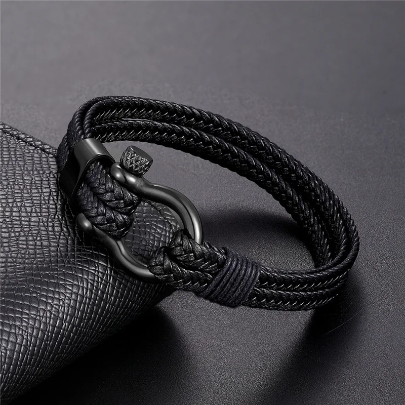 Мужской браслет из натуральной кожи Pulseira Homens модный нержавеющей стали в стиле