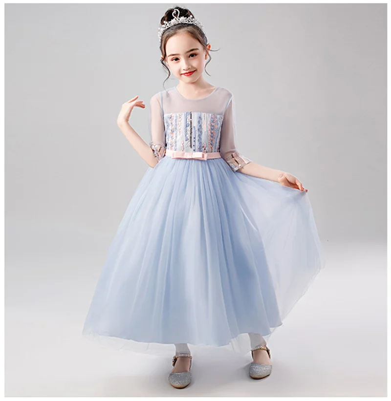 Навечерние ное платье для девочек с цветочным рисунком коротким рукавом девушка