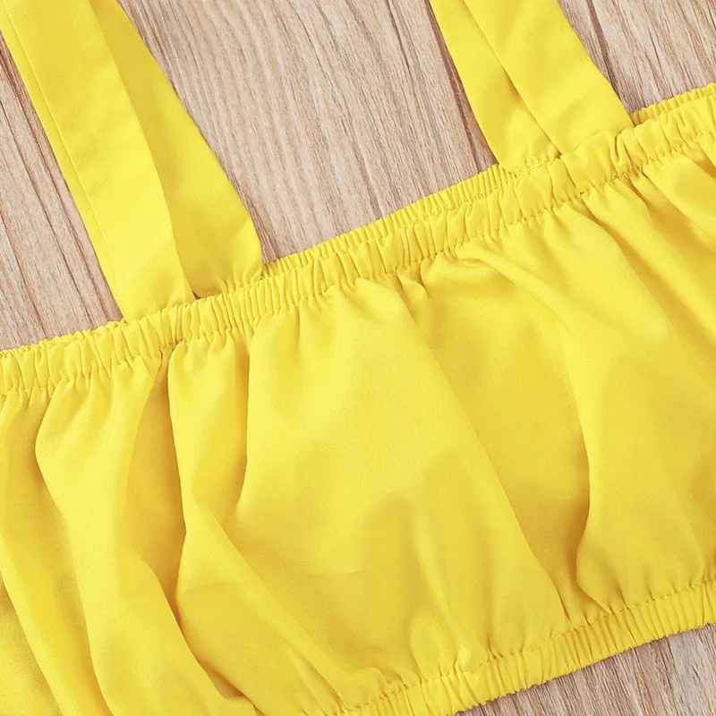 Комплект одежды для маленьких девочек симпатичный желтый жилет с бантом и