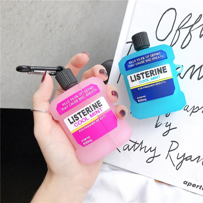 Милый 3D бутылочка для полоскания рта мягкая Обложка Apple Airpods чехол Pro Чехол s