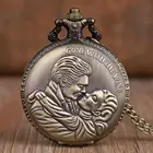 Классические винтажные кварцевые карманные часы с подвеской, бронзовое ожерелье в стиле ретро