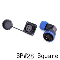 sp28 ip68 elbow square flange waterproof connector 23456791012141619222426pin aviation power plug socket connector