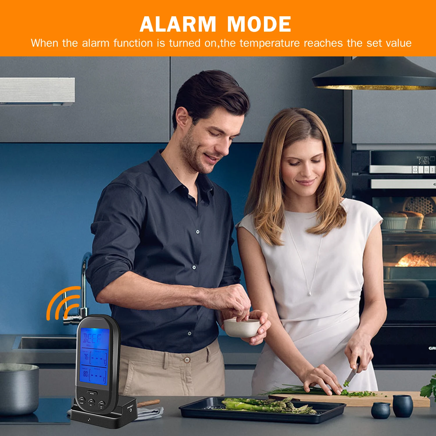 

Wireless Meat Thermometer for Grilling with Dual Probe Food Cooking Thermometer 66ft Digital LCD Backlit BBQ Thermometer