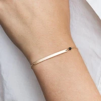 visunion stainless steel bracelets geometric tube box chain simple glossy bracelet bangles black bead gold color bracelets