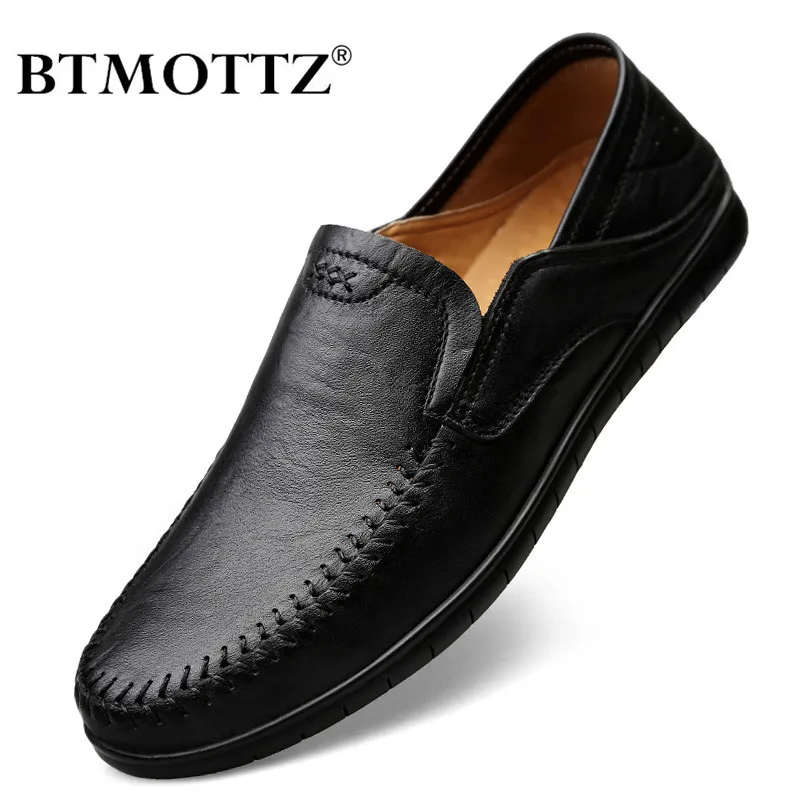 Italian Men Shoes Casual Luxury Brand Summer Mens Loafers Genuine Leather Moccasins Comfy Breathable Slip on Boat Black | Обувь