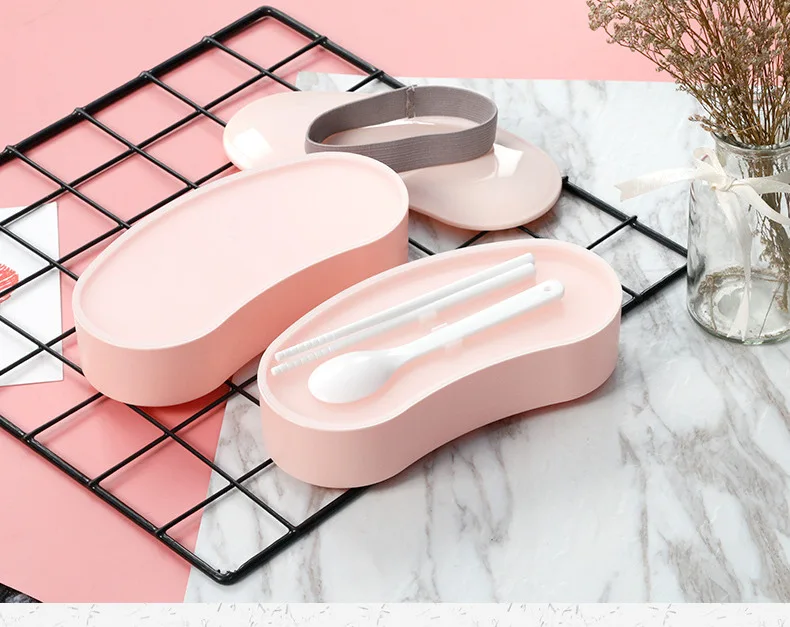 

800ml Portable Healthy Material Lunch Box 2 Layer With Spoon Bento Boxes Microwave Dinnerware School Food Storage Container