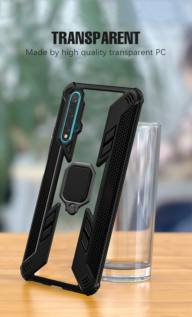 Чехол для Honor 20, автомобильный держатель, кольцо, чехол для Huawei Honor 8x 10 20 lite 10i 20i P smart, ударопрочный защитный прозрачный чехол