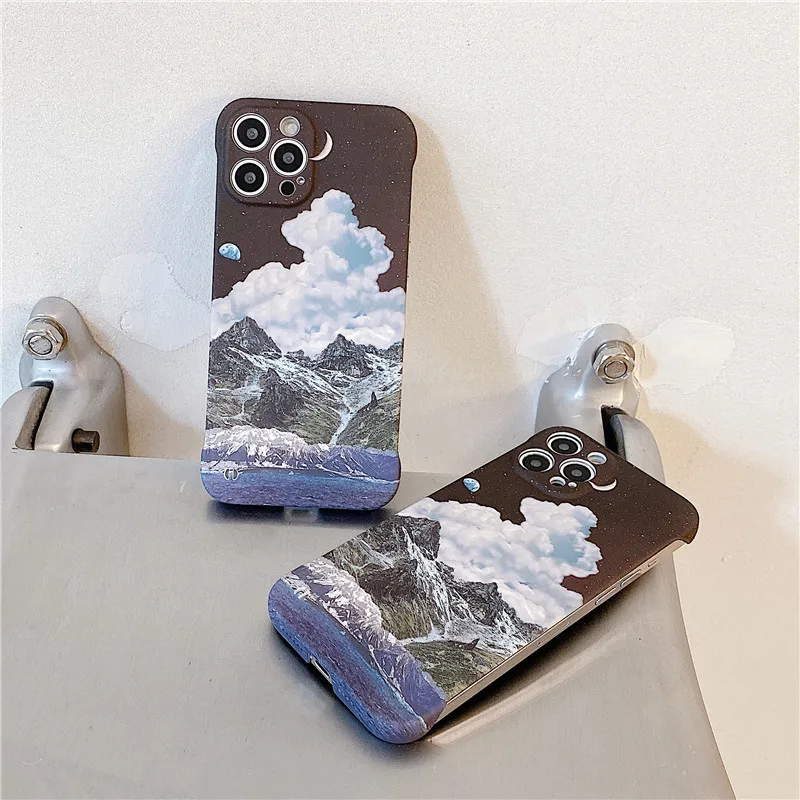 

Scenery cloud Mountains moon Phone Case For iPhone 11 11Pro 12 12Pro X XR XSMax 7Plus 8Plus Cases Hard PC Back Cover Coque