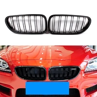 pair gloss blackm color front kidney grill bumper grill double slat line for bmw 6 series f06 f12 f13 m6 2012 2017 car styling