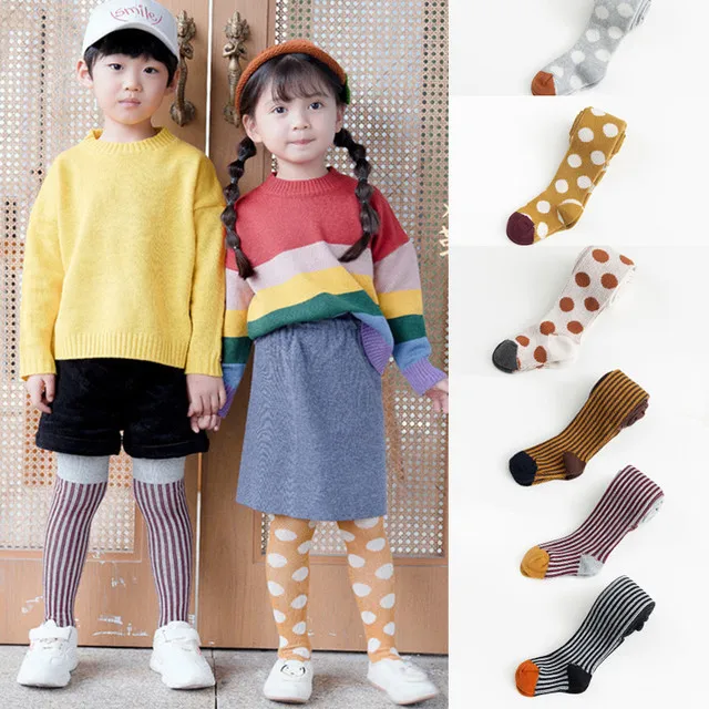 Детские колготки Осеннее Новое поступление теплые полосатые для маленьких