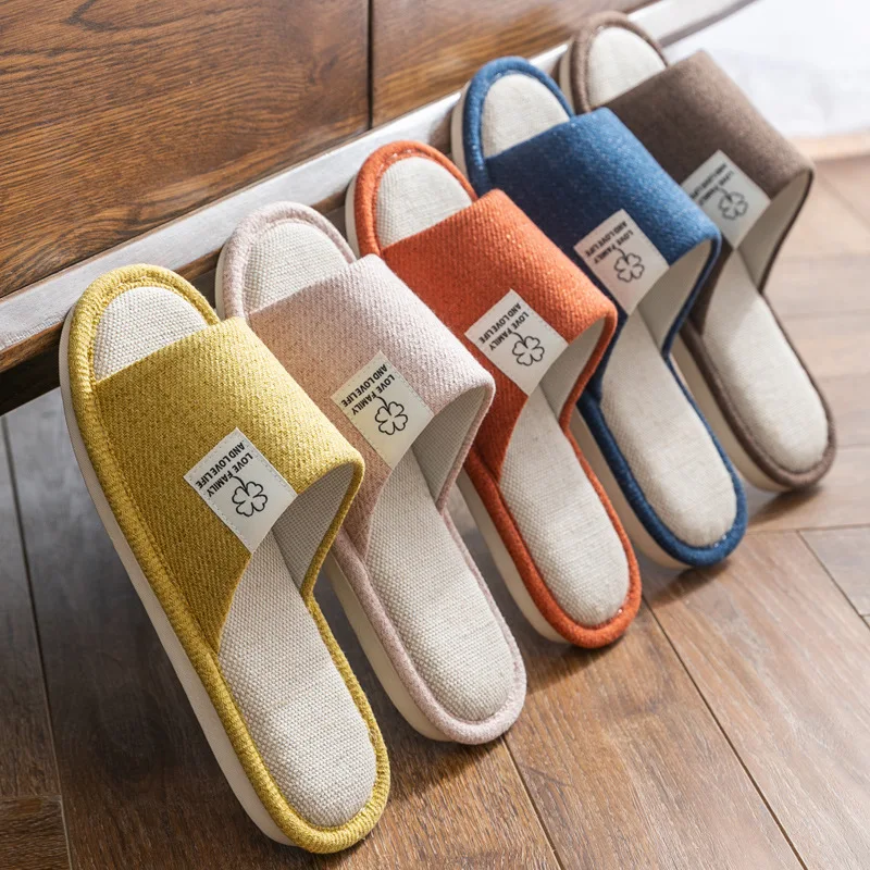 

2021 New Xiaomi Youpin Cotton and Linen Women Men Bedroom Slippers Breathable and Non-slip Soft Home Furnishing Flax Slippers