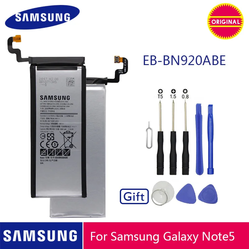 Samsung телефон Батарея EB-BN920ABE 3000 мА-ч для samsung Galaxy Note 5 N920 N920A N920T N920I N920G N920V N9200 N9208