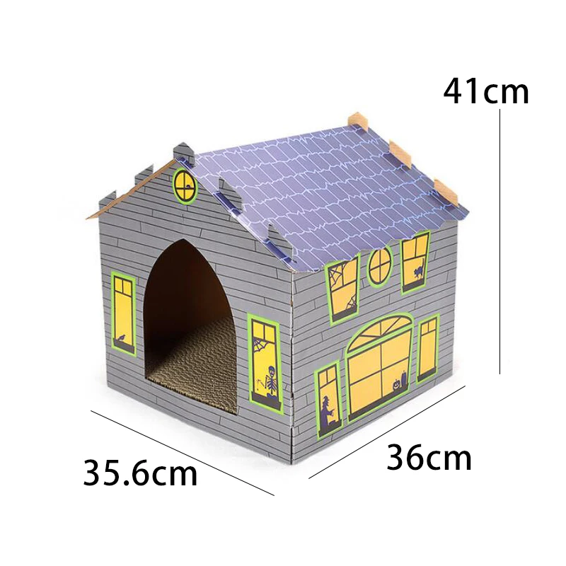house HIPET коробка для сока домик для кошек с скретч-доской Складная гофрированная бумага гнездо для домашних животных для маленьких собак щенков кошек спальный дом - Цвет: house