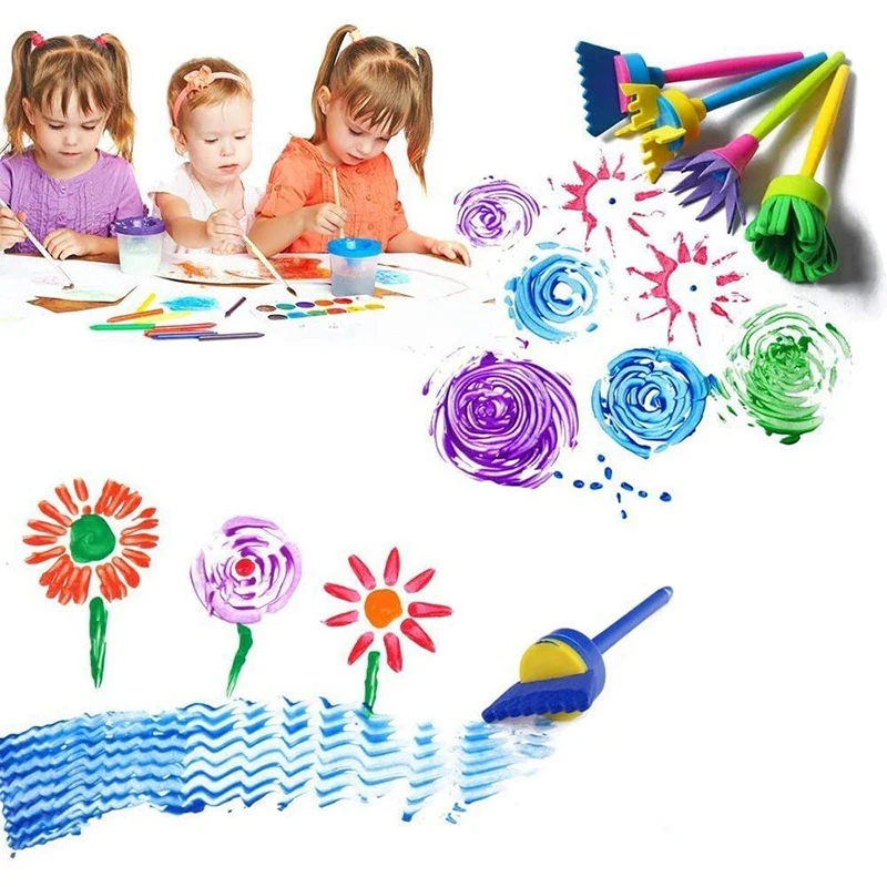 

(61Pieces) Kids Washable Paint Brushes Set Paint Sponges Brushes, Assorted Painting Drawing Tools For Kids Toddlers