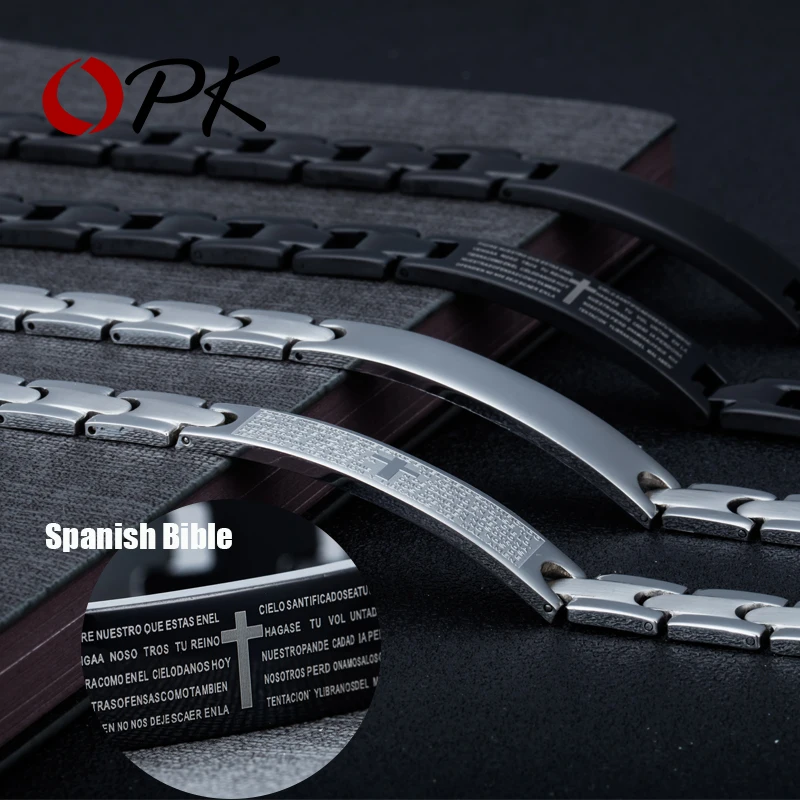 OPK Мужская цепочка & Link модные гладкие/крестообразные браслеты из нержавеющей