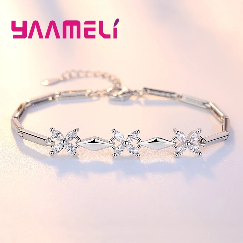 Браслет с четырьмя регулируемыми закруглёнными камнями Цветочная модель милая