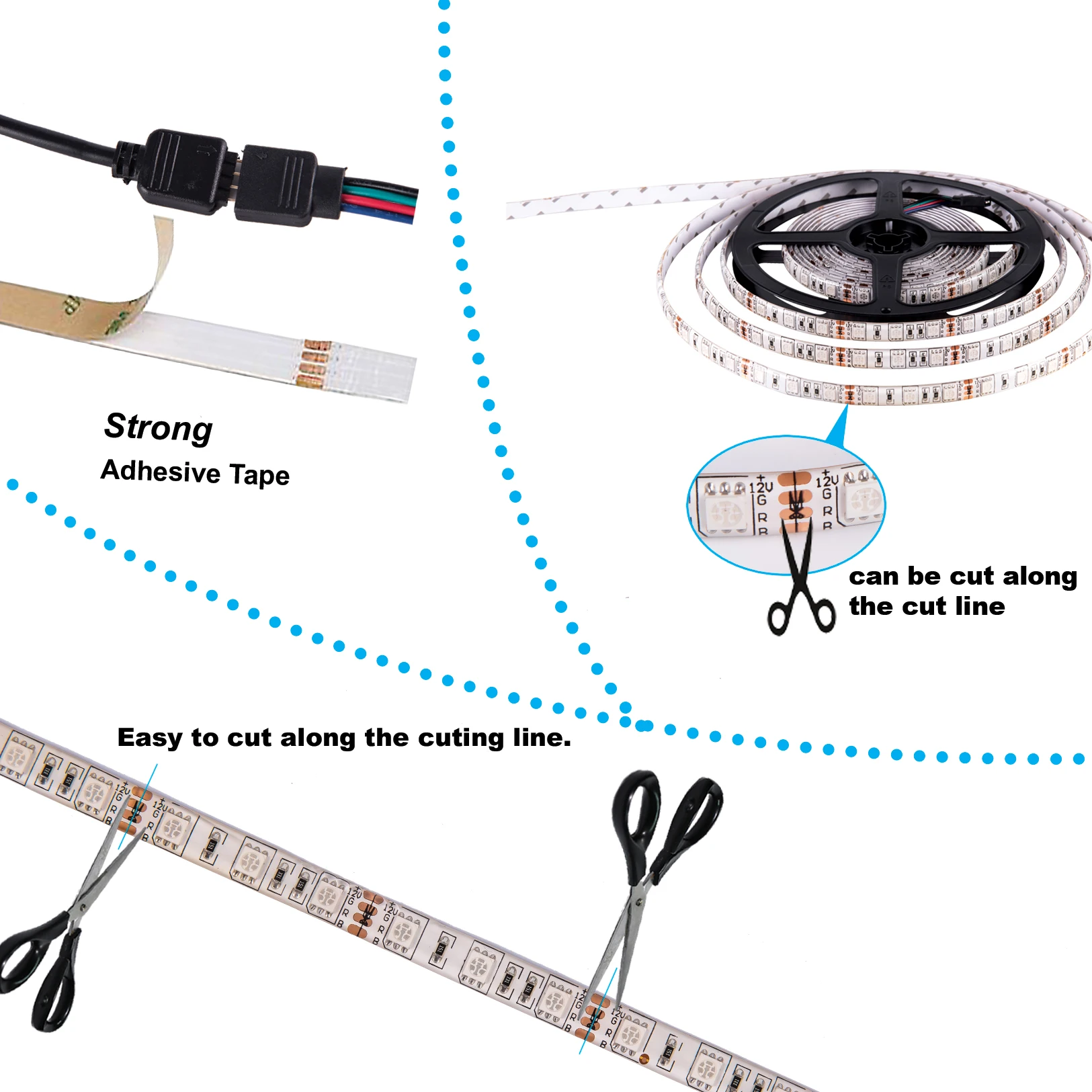 2 шт. светодиодный светильник 5 м SMD 5050 RGB и один гибкий Водонепроницаемый 300