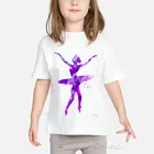 Футболка для девочек, модная детская футболка с коротким рукавом, забавная розовая балерина, детская одежда, лето 2019