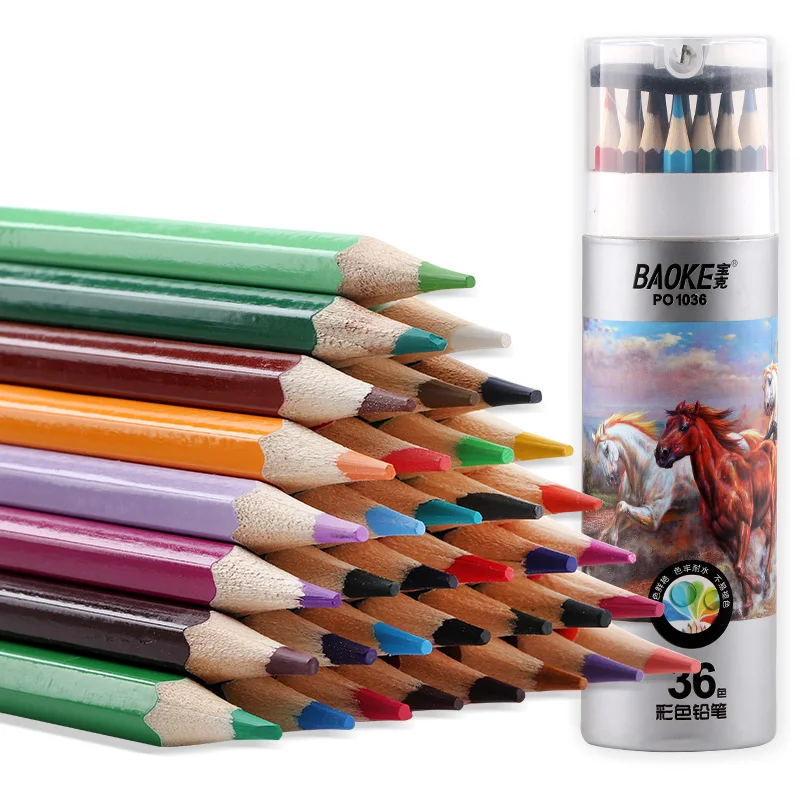 

36 Pcs A Box of PO1036 Water-soluble Colored Pencils 36 Colors for Adult Painting Students Hand-painted Painting Color Lead